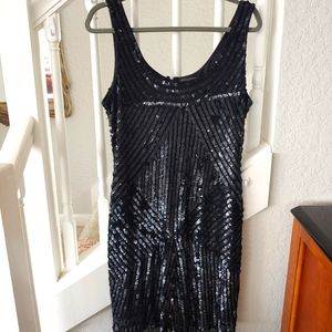 Beautiful Adrianna Papell black sequenced fringed  dress. Size 12